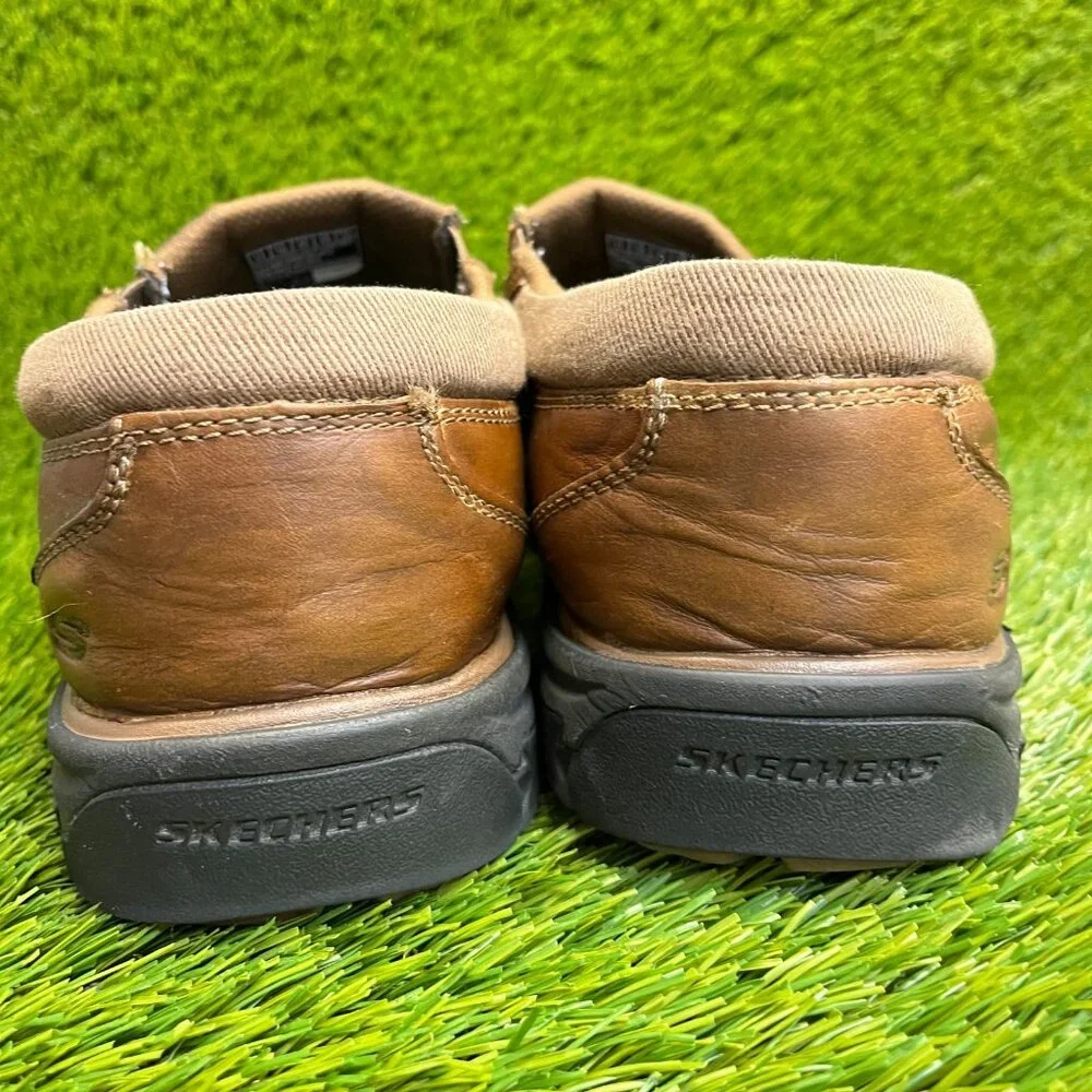 Skechers Segment The Search Mens Size 11 3E Brown Leather Slip-Ins Loafers Shoes